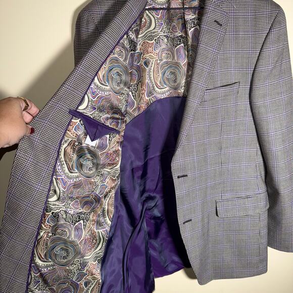 TALLIA Stock Houndstooth Herringbone wool academia sports coat 42L - Picture 7 of 8